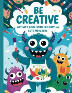 Cover of a book for creative activities with cute monsters