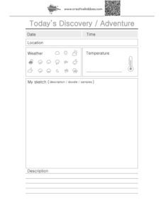 Worksheet for kids for Nature observation and discovery notes