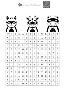 Wordsearch with positive affirmations for kids